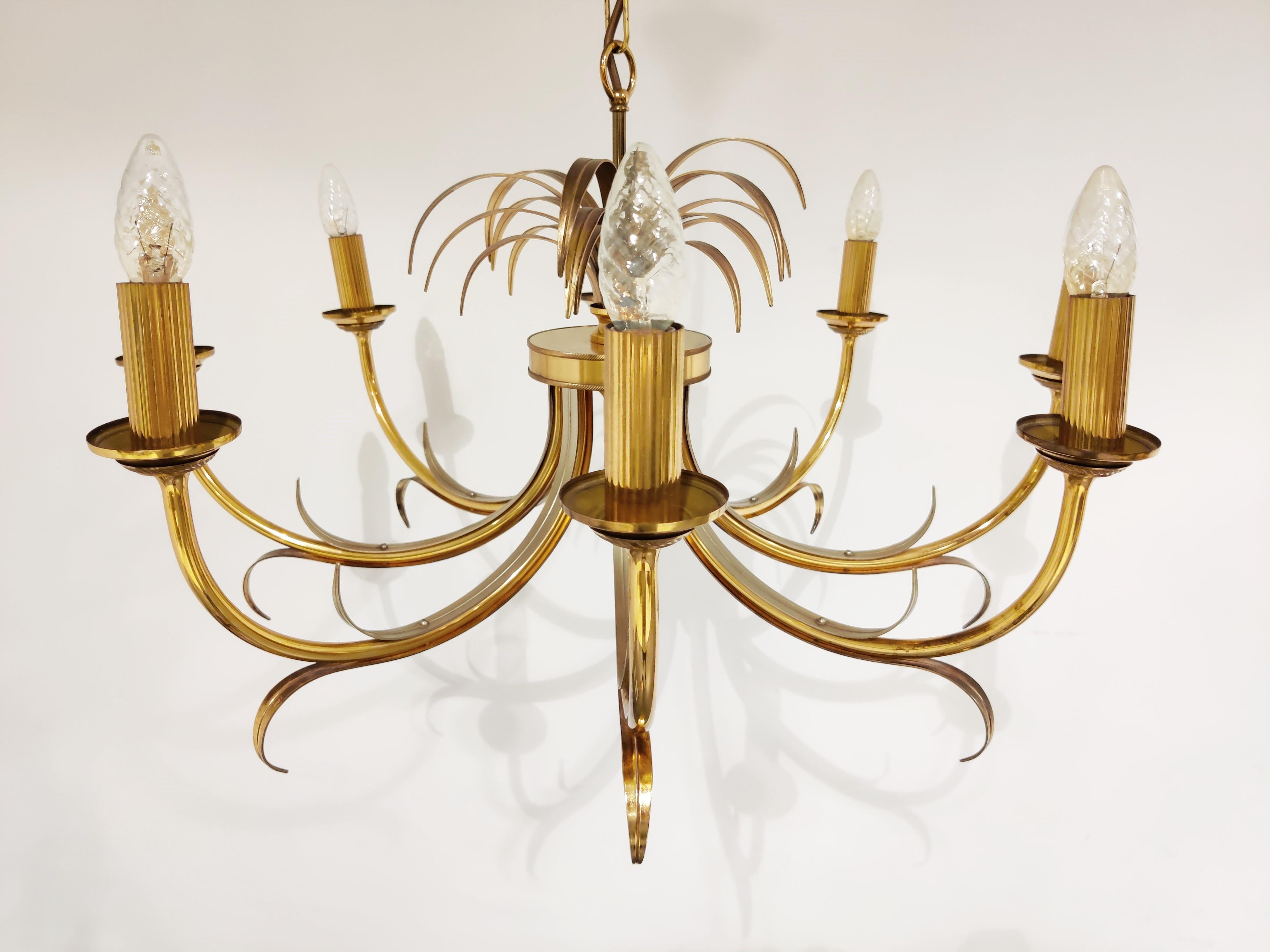 Brass and Chrome Pineapple Chandelier, 1970s 2