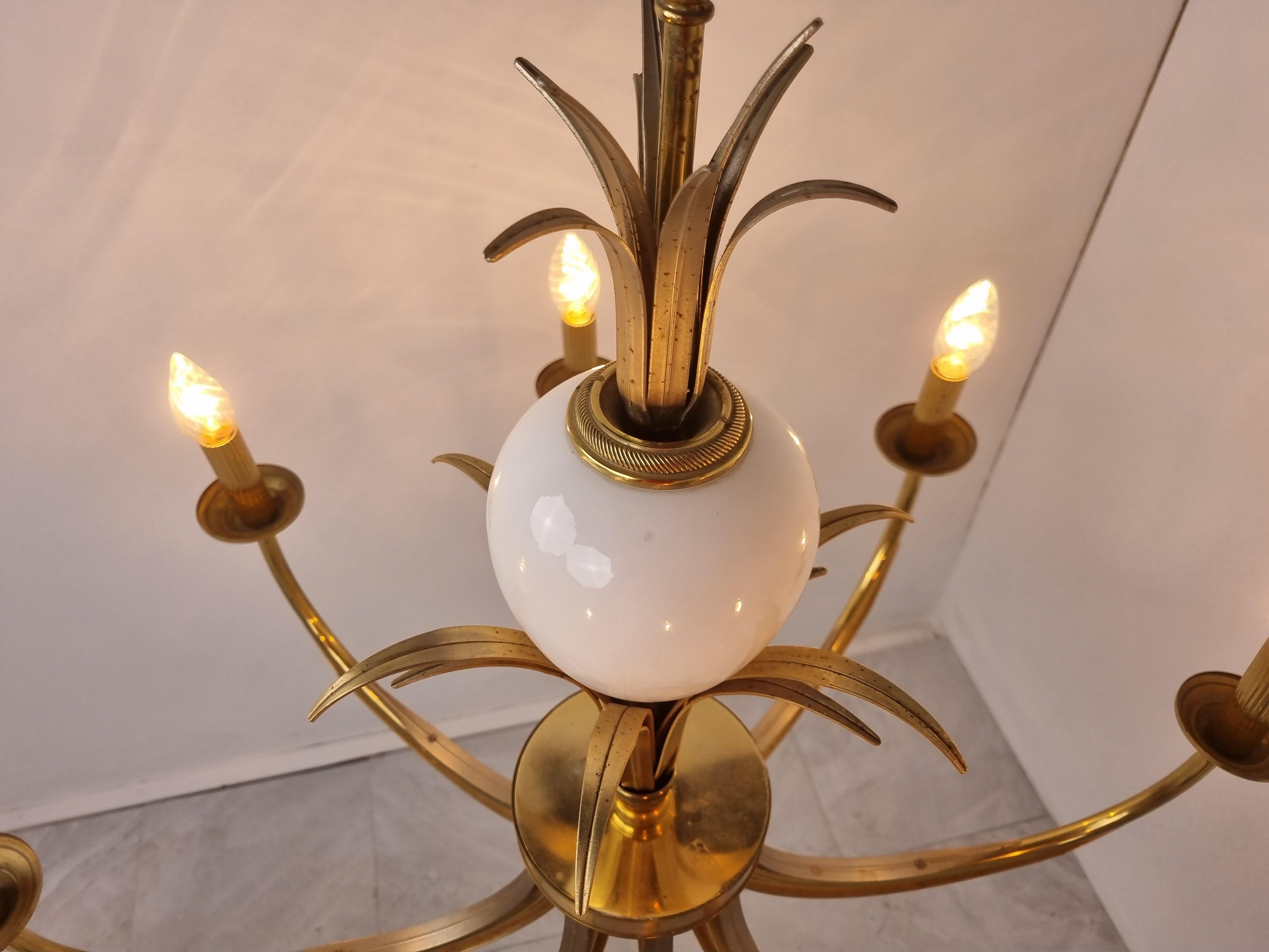 Brass and Chrome Pineapple Chandelier, 1970s For Sale 3
