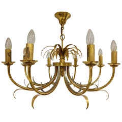 Brass and chrome pineapple chandelier, 1970s 