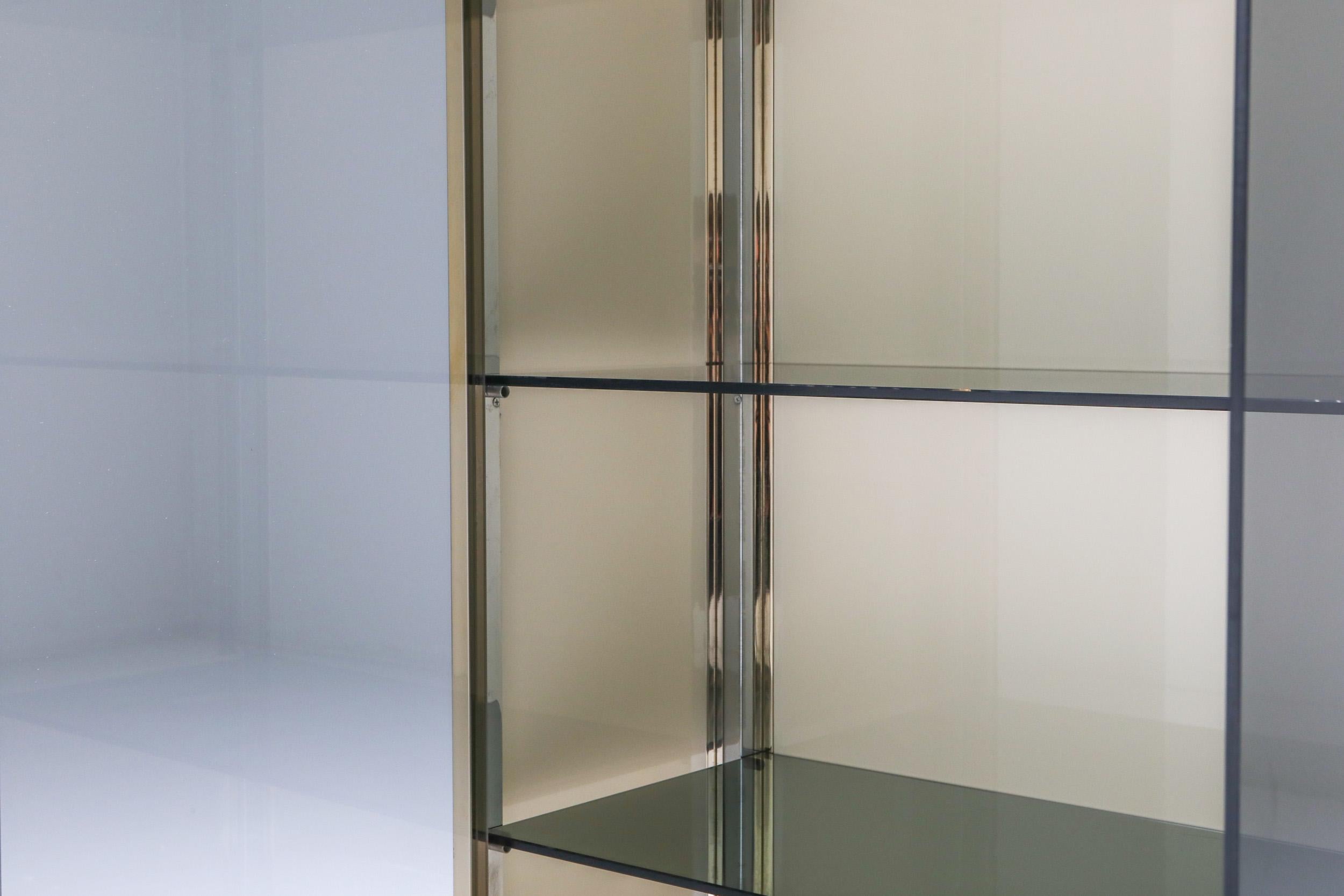 Brass and Chrome Renato Zevi Vitrine Showcase with Glass Doors, Italy, 1970s 4