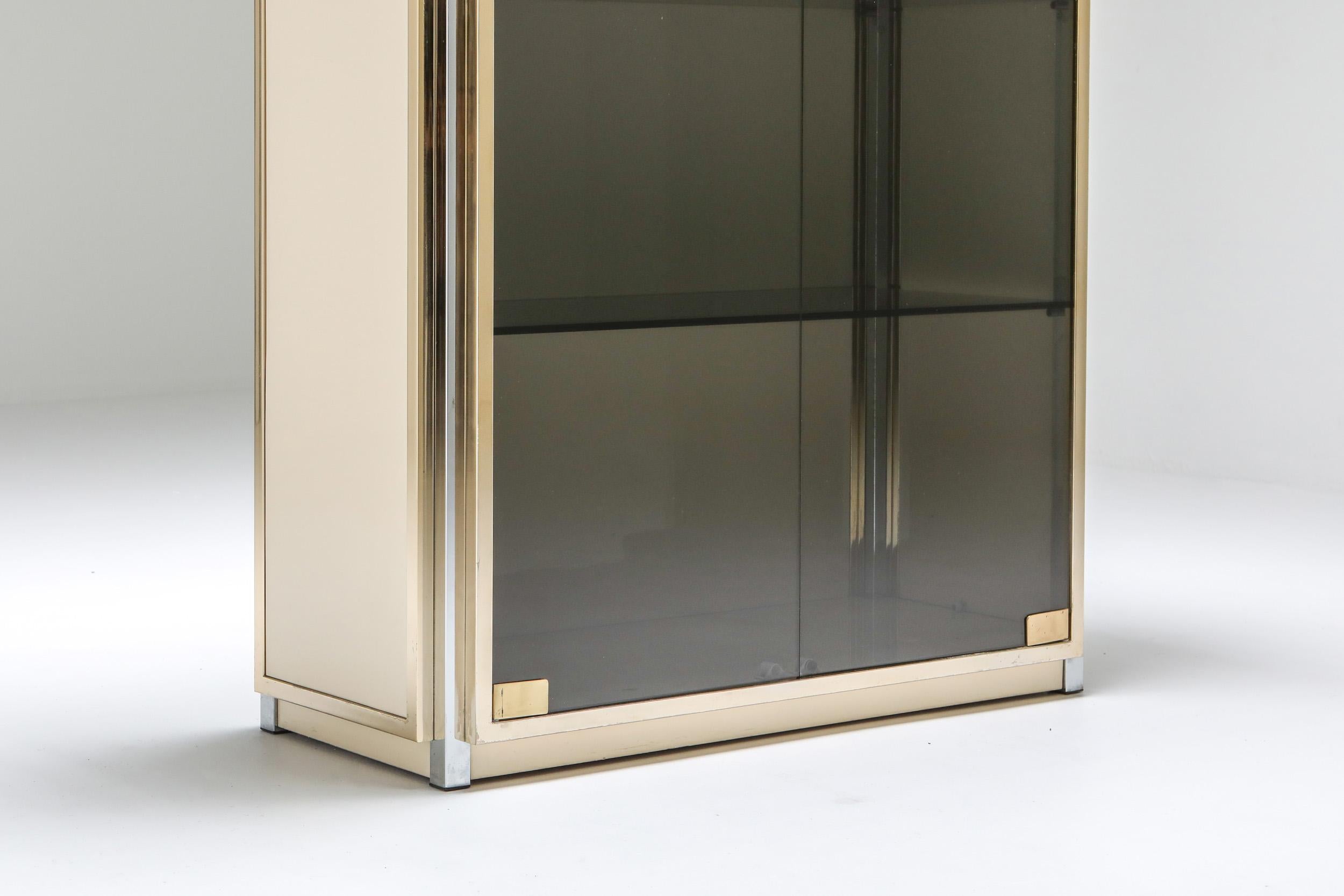 Brass and Chrome Renato Zevi Vitrine Showcase with Glass Doors, Italy, 1970s 6