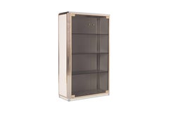 Renato Zevi Vitrine-Schrank aus Messing und Chrom mit Glastüren, Italien, 1970er Jahre
