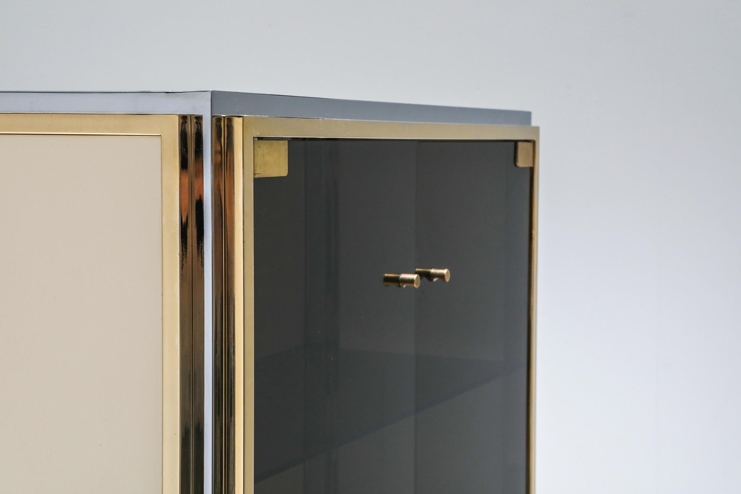 Brass and Chrome Renato Zevi Vitrine Showcase with Glass Doors, Italy, 1970s 2