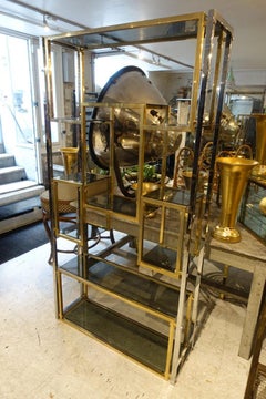 Brass and Chrome Shelving Unit / Étagère, Kim Moltzer, Late 1960s, France