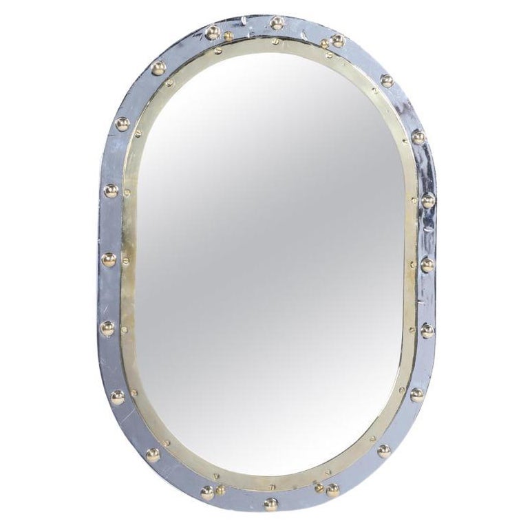 Vitrail et chrome de bateau transformé en miroir en vente