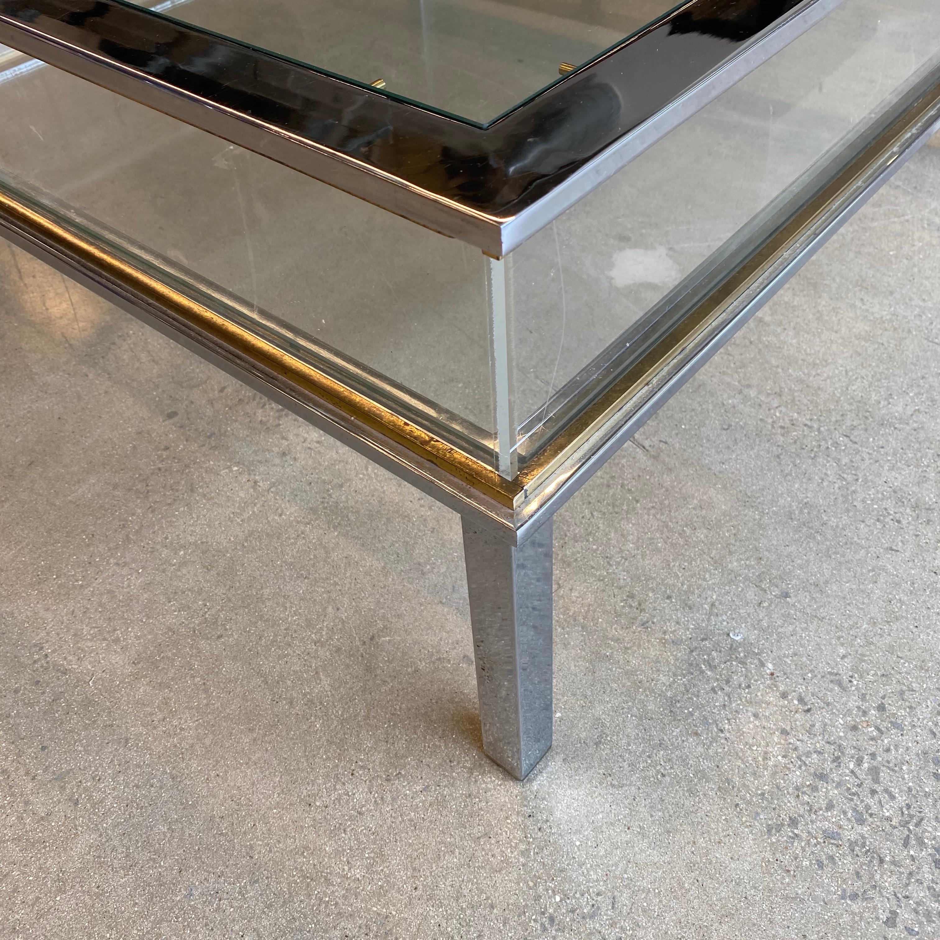 Hollywood Regency Brass and Chrome Sliding Top Coffee Table by Maison Jansen