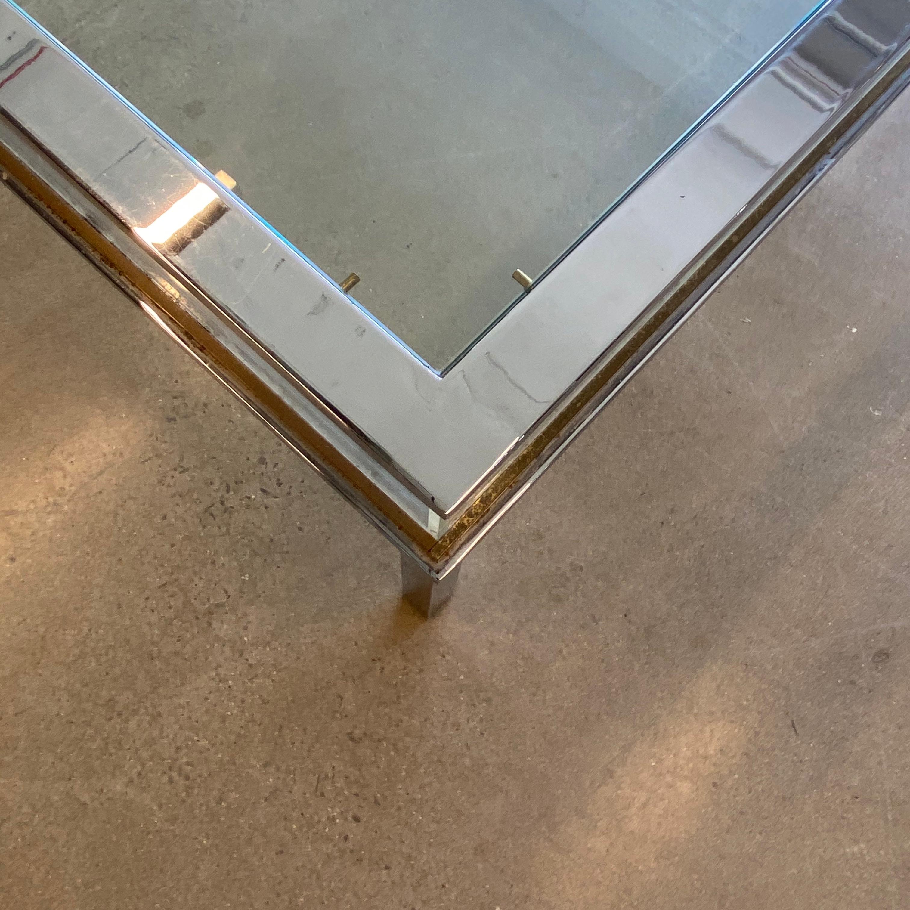 20th Century Brass and Chrome Sliding Top Coffee Table by Maison Jansen