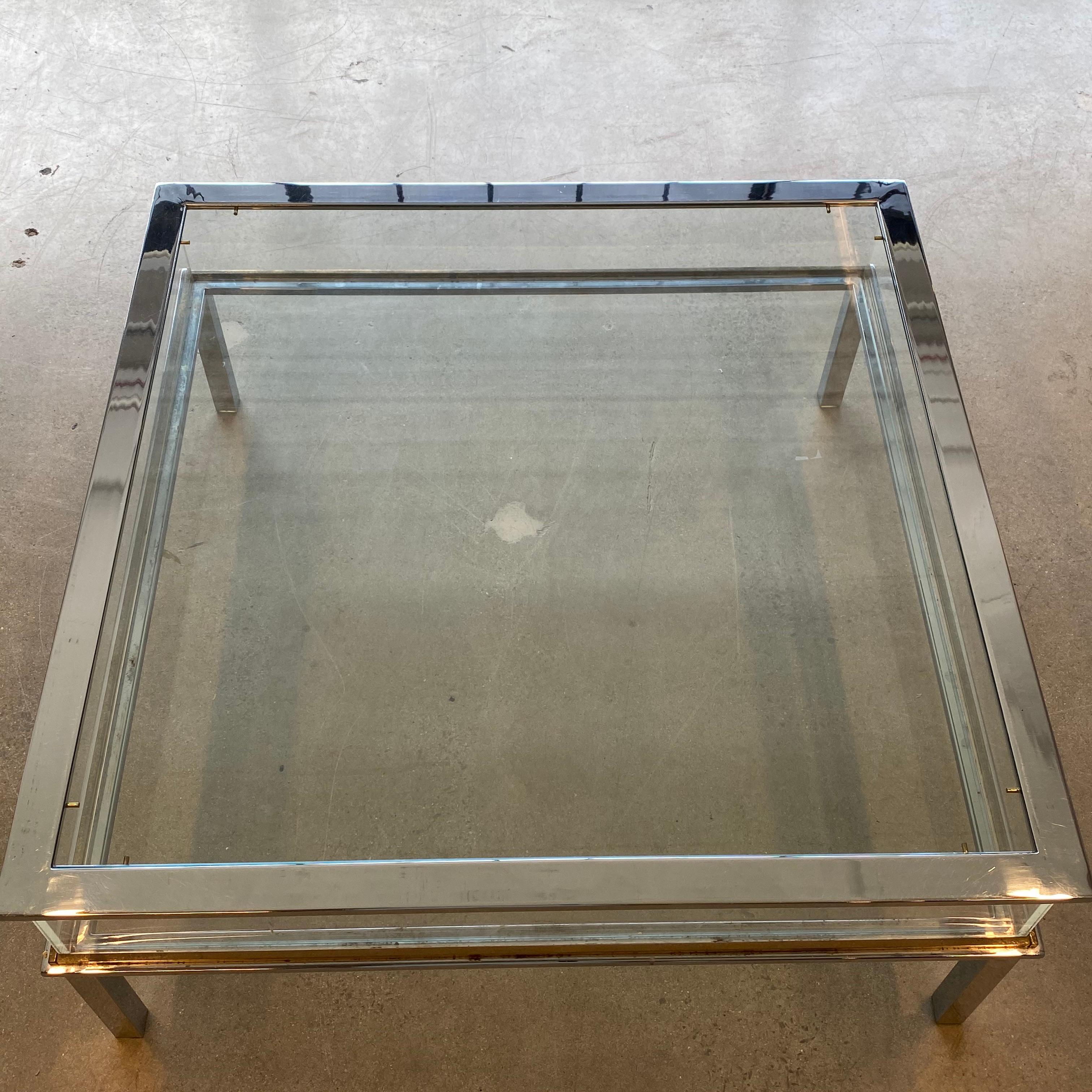 Brass and Chrome Sliding Top Coffee Table by Maison Jansen 2