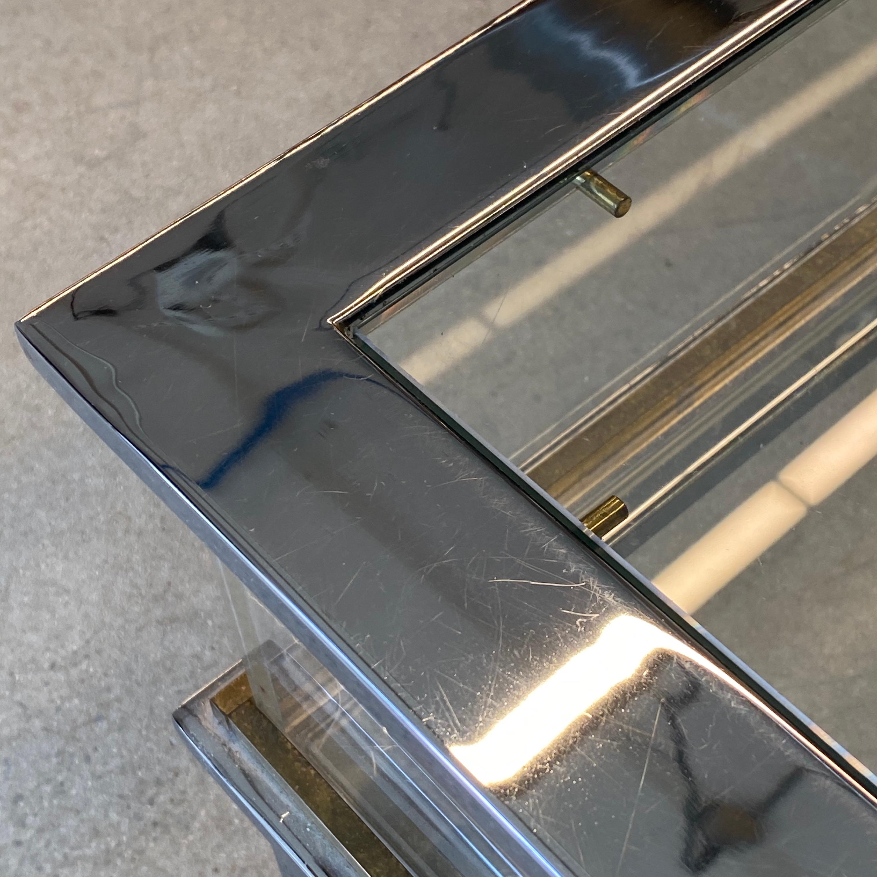 Brass and Chrome Sliding Top Coffee Table by Maison Jansen 3