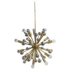 Vintage Brass and Chrome Sputnik Chandelier, 1960s