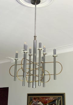 Brass and Chrome Sputnik Chandelier by Gaetano Sciolari, Italy, 1960s