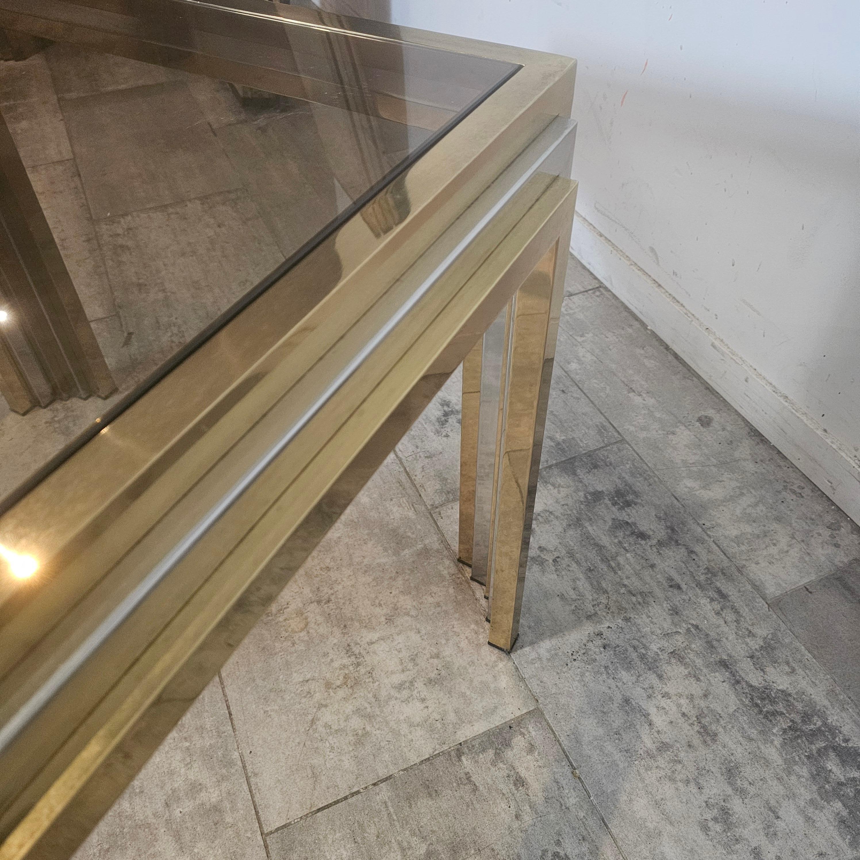 Table basse carrée en laiton et chrome par Romeo Rega, Italie en vente 3