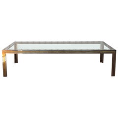 Brass and Chrome Steel Coffee Table by Romeo Rega, Italy, 1970s