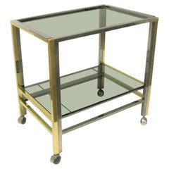 Brass and Chrome Two-Tier Bar Trolley, 1970s
