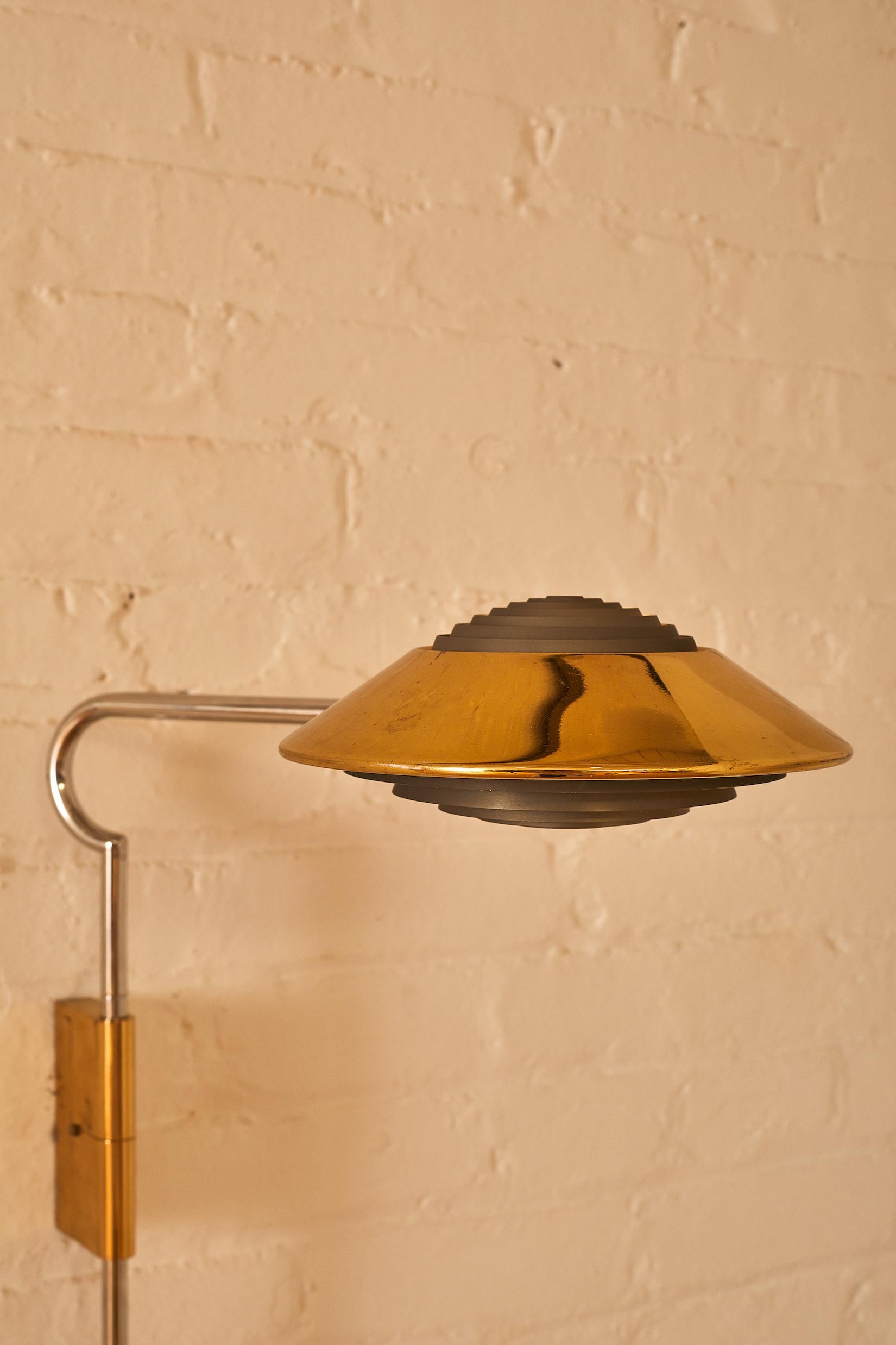 Mid-Century Modern Brass and Chrome Wall Sconces by Cedric Hartman