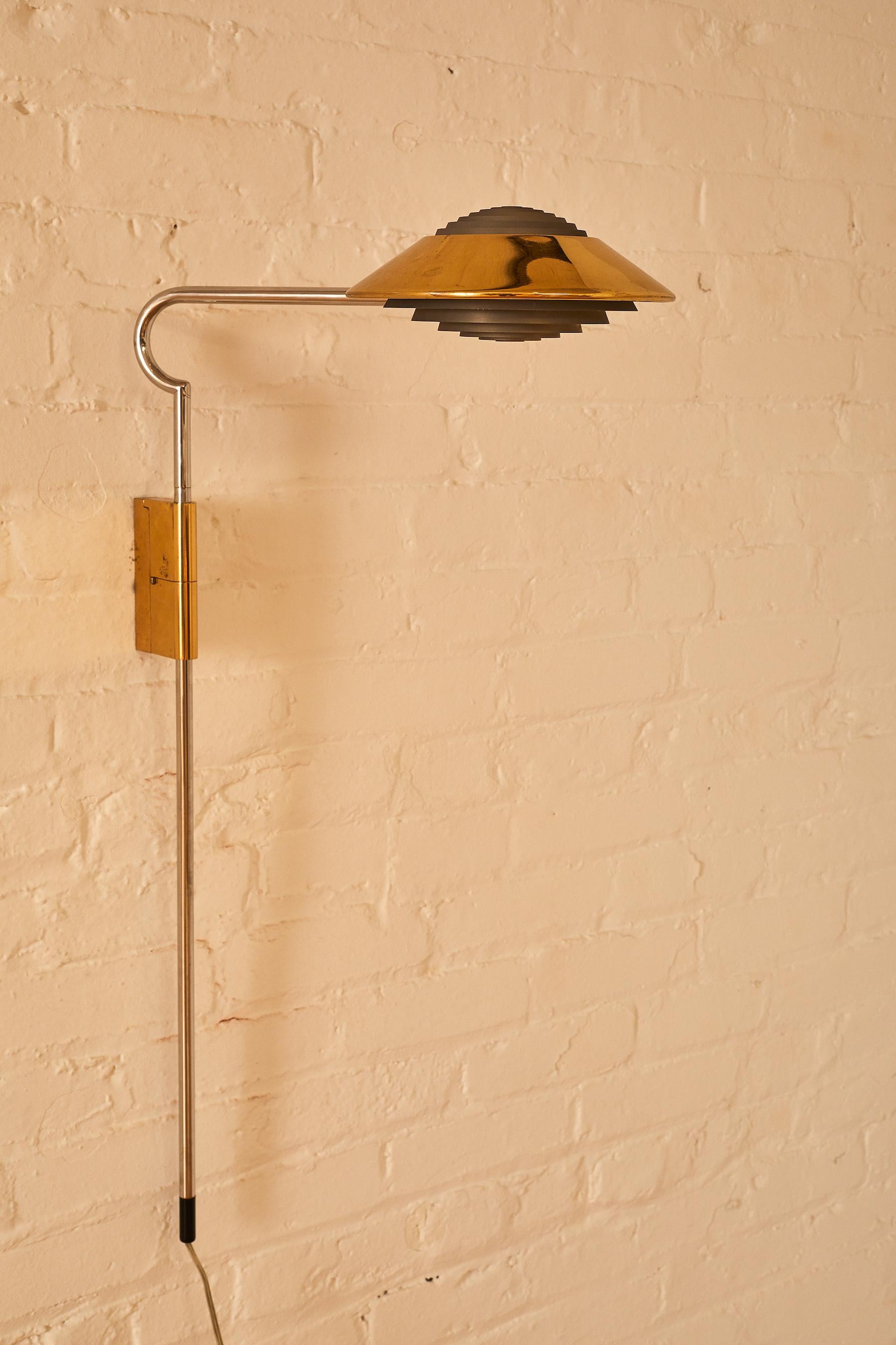 American Brass and Chrome Wall Sconces by Cedric Hartman