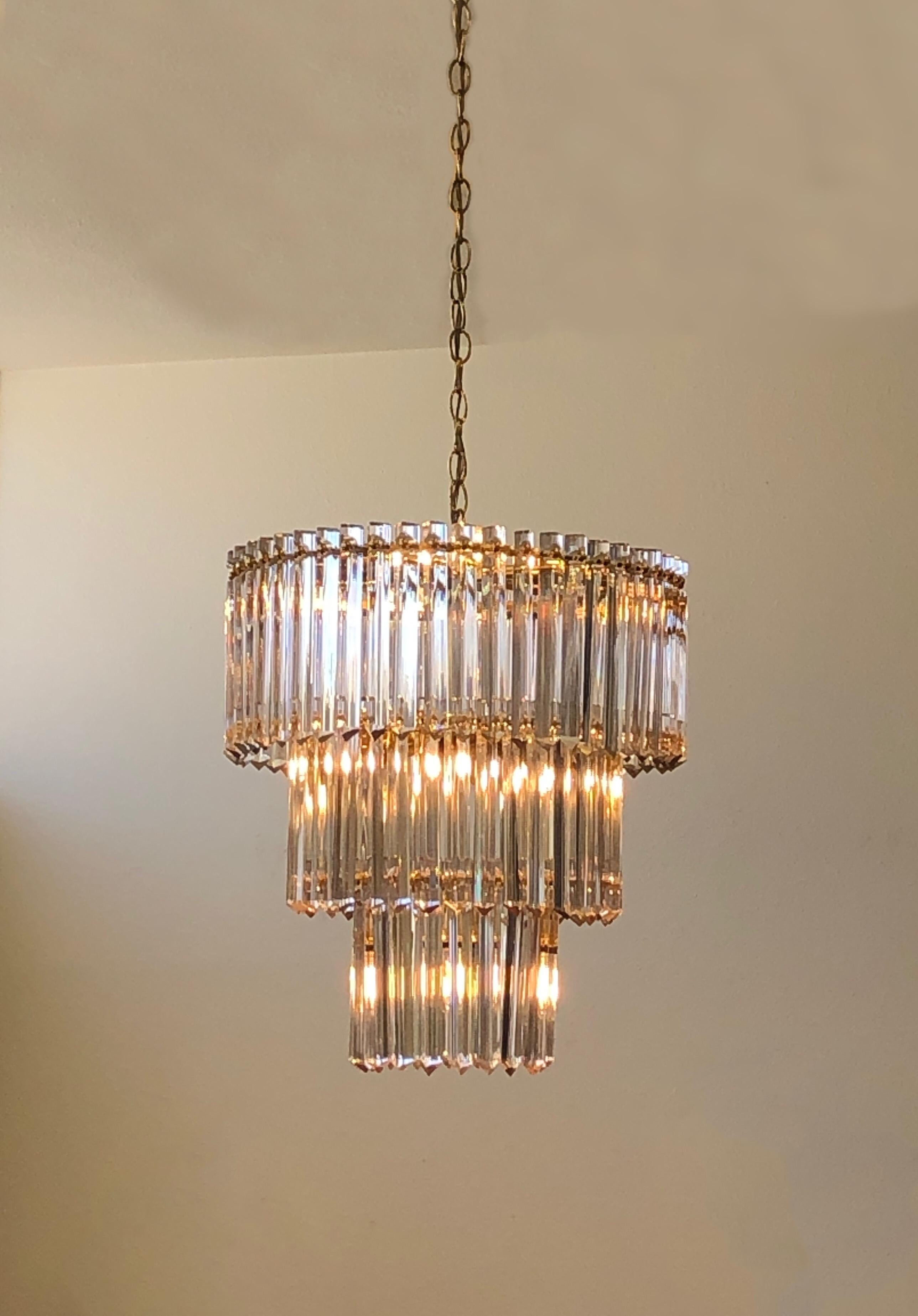 Brass and Clear Crystal French Chandelier 2