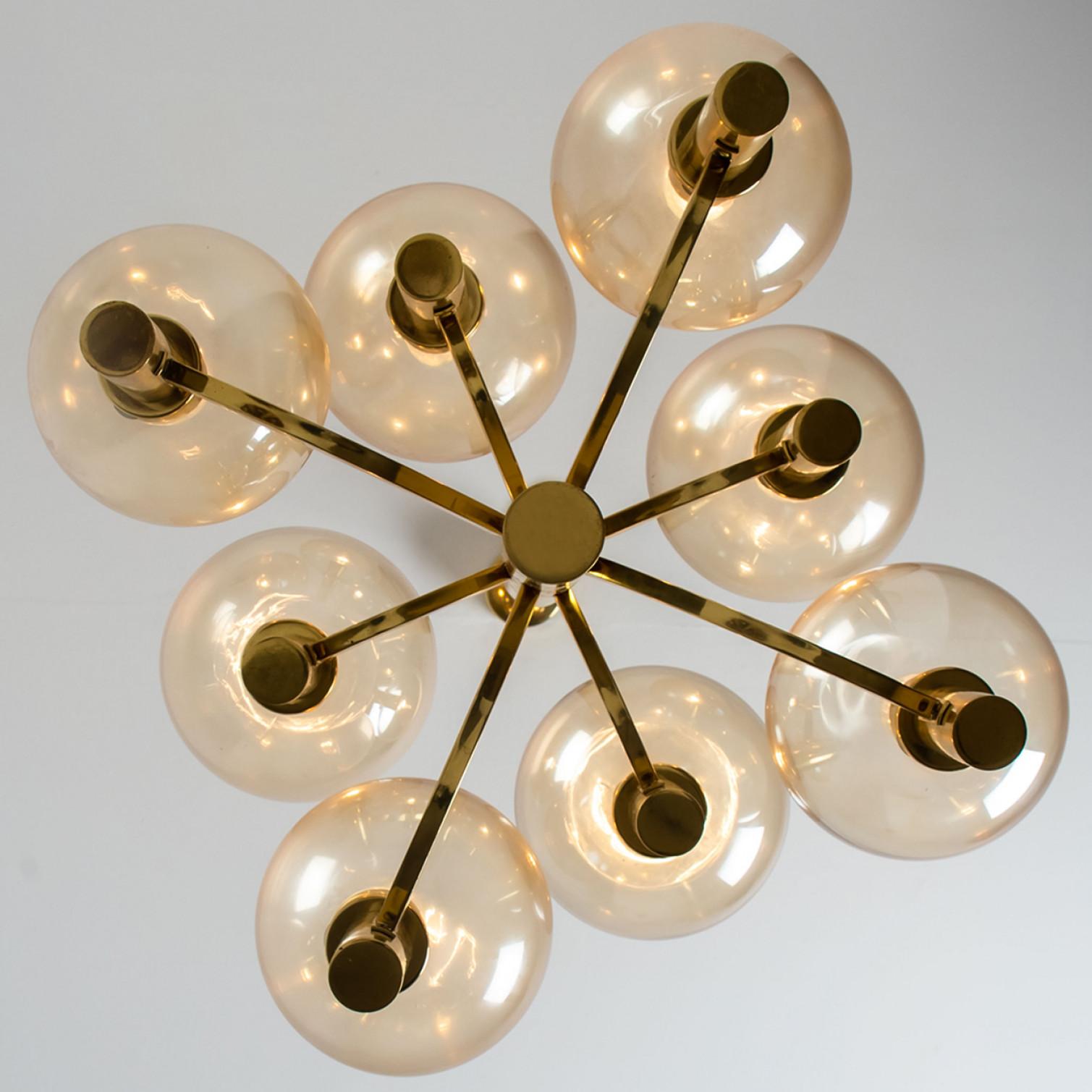 Brass and Clear Glass Chandelier, Jakobsson, 1970s For Sale 4