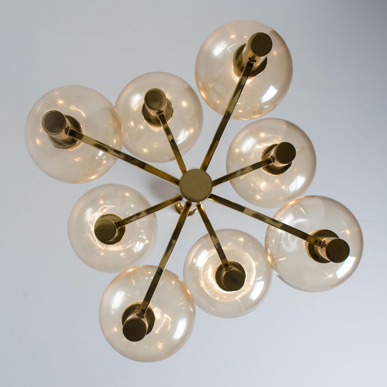 Brass and Clear Glass Chandelier, Jakobsson, 1970s For Sale 5