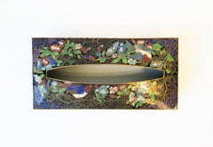Brass and Cloisonné Enamel Tissue Box Holder Cover with Birds and Flowers