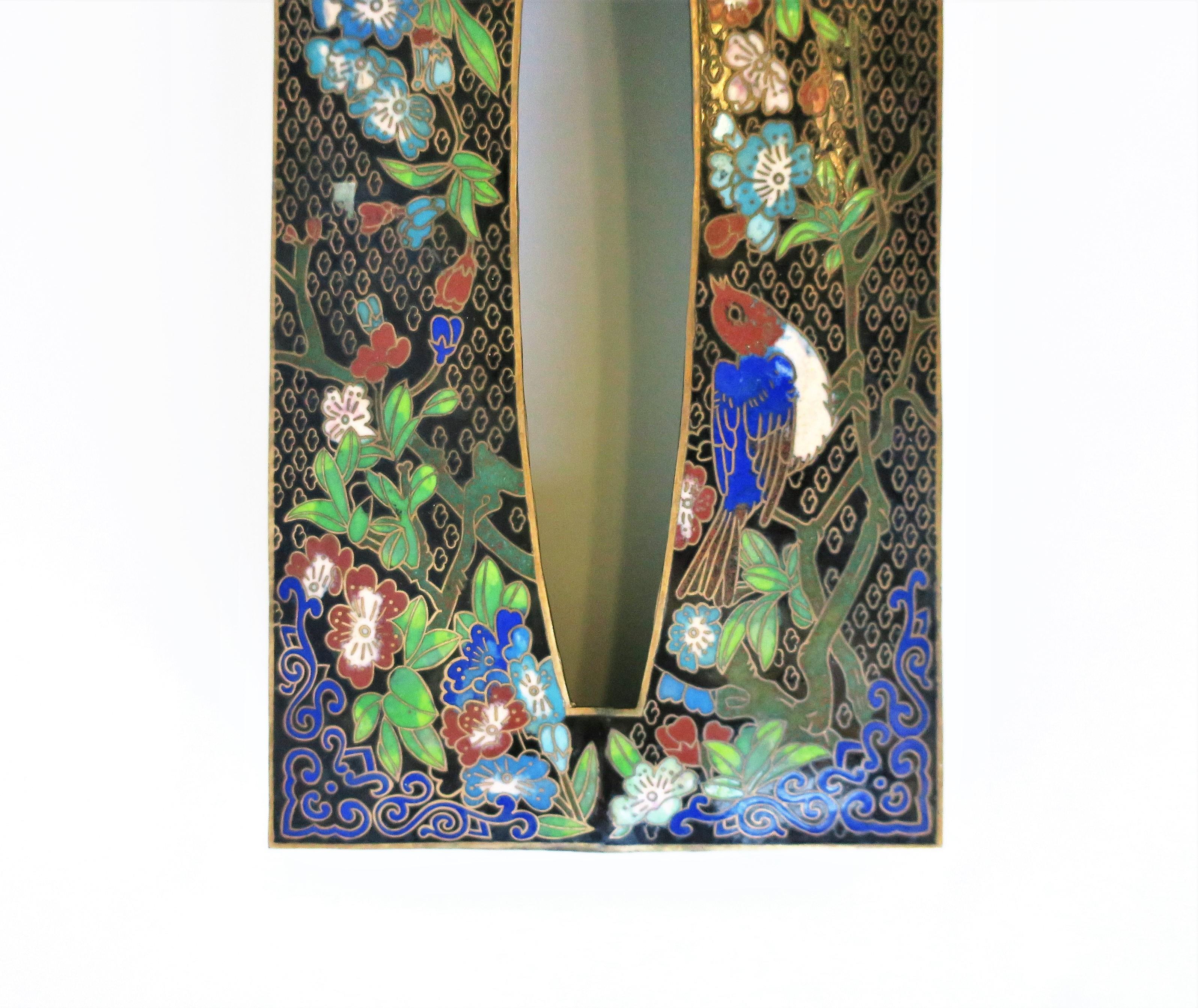 Chinese Brass and Cloisonné Enamel Tissue Box Holder Cover with Birds and Flowers