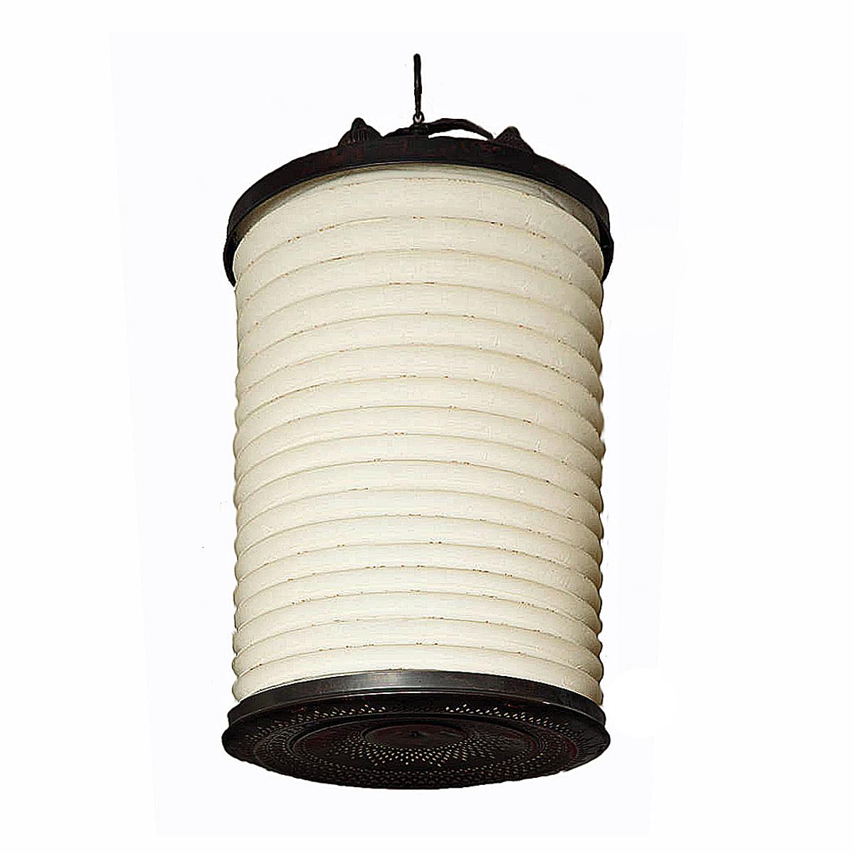 Contemporary Brass and Cloth Hanging Lantern