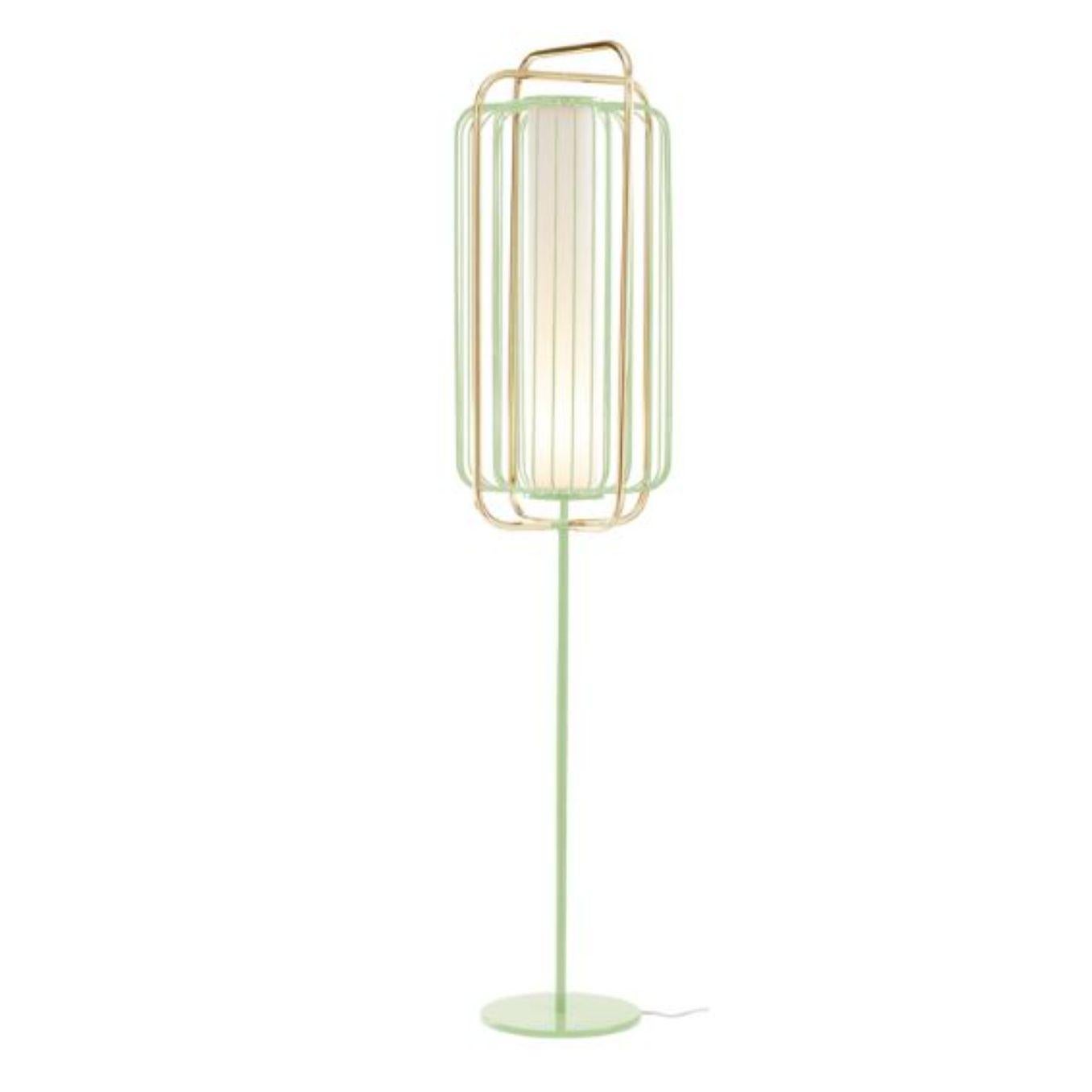 Portuguese Brass and Cobalt Jules Floor Lamp by Dooq For Sale