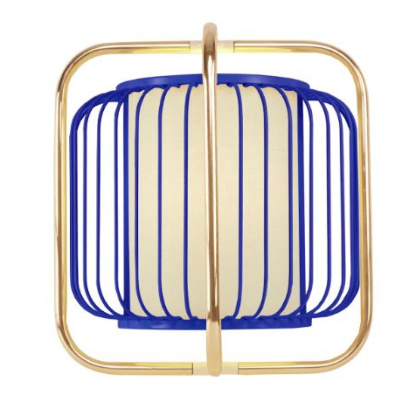 Brass and Cobalt Jules wall lamp by Dooq
Dimensions: W 40 x D 23 x H 40 cm
Materials: lacquered metal, polished or brushed metal, brass.
Abat-jour: cotton
Also available in different colors and materials.

Information:
230V/50Hz
E14/1x15W