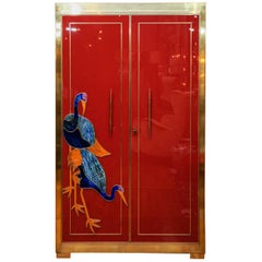 Brass and Colored Glass Cabinet Brass and Colored Glass Cabinet