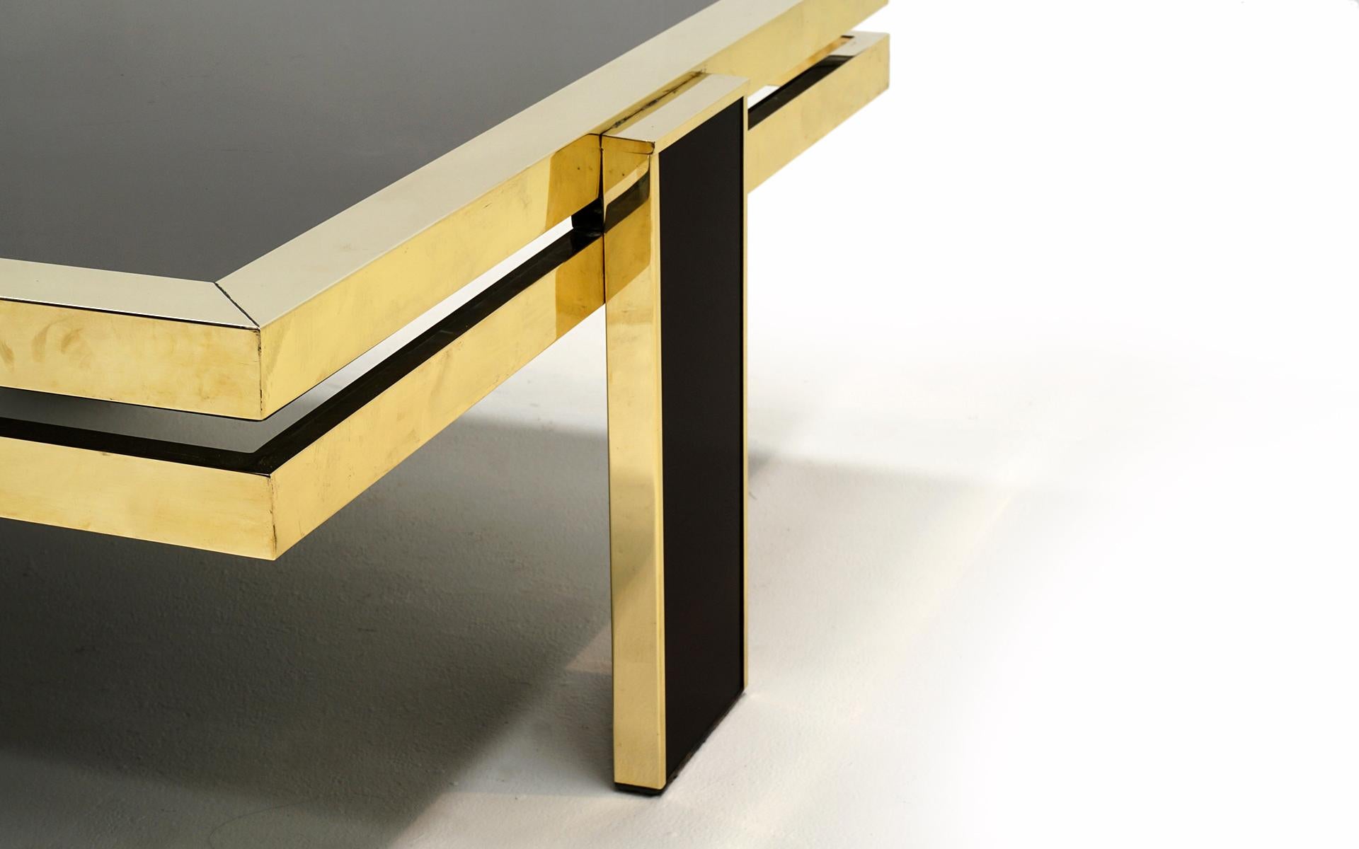 Brass and Colored Glass Coffee Table by Giacomo Sinopoli for Liwan's Rome 1970s  For Sale 2