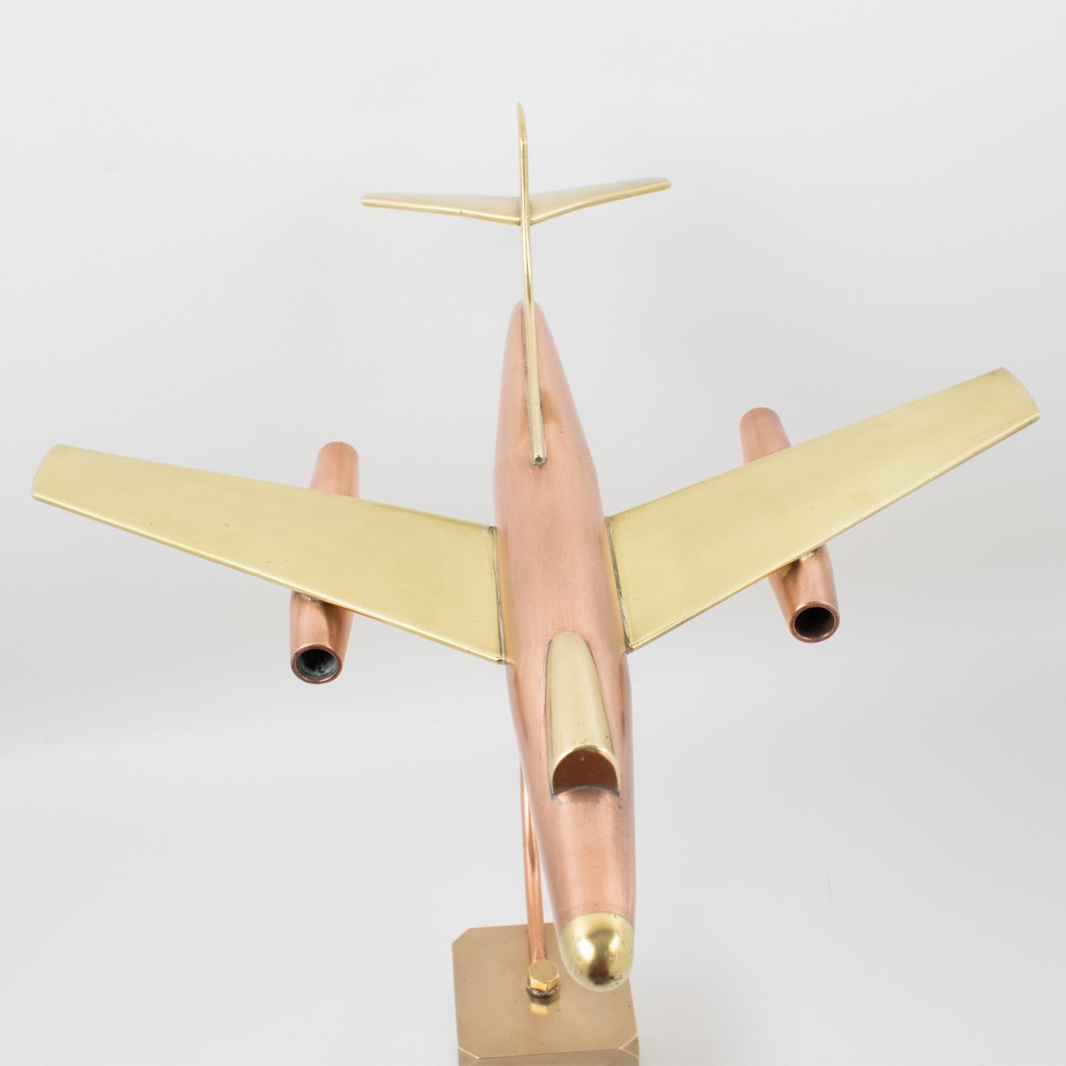 Messing- und Kupfer-Flugzeug- Jet Aviation-Modell, Frankreich 1960er Jahre im Angebot 6