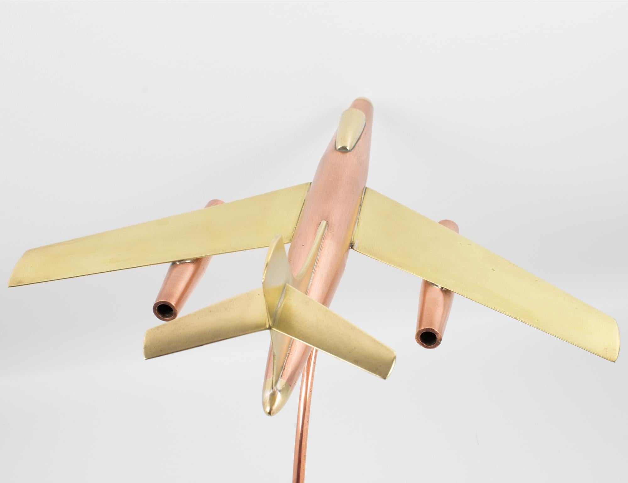 Brass and Copper Airplane Jet Aviation Model, France circa 1960 For Sale 6