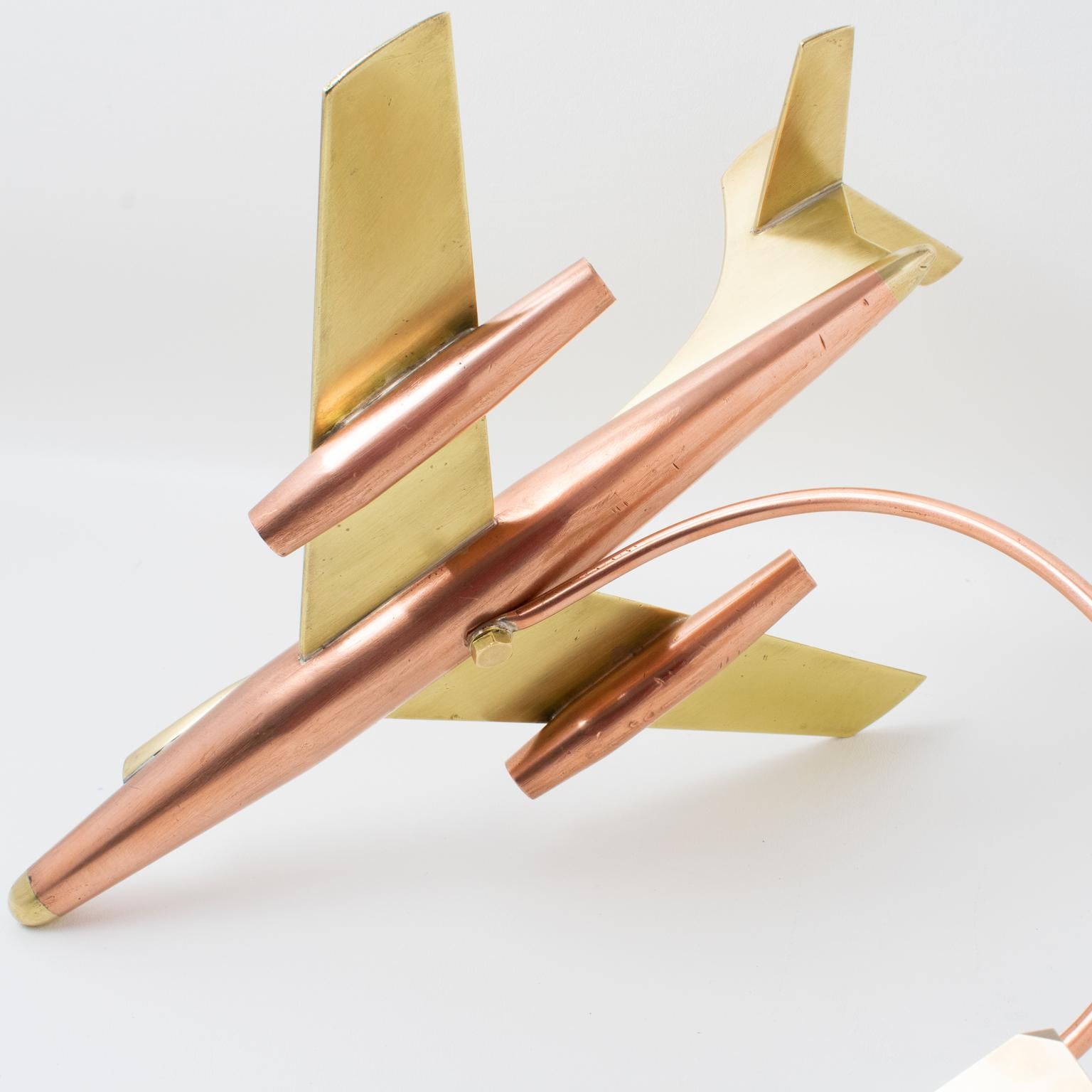 Brass and Copper Airplane Jet Aviation Model, France circa 1960 For Sale 8