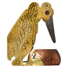 Brass and Copper Art Nouveau Cigar Cutter by Ignatius Taschner, Germany, 1910s.