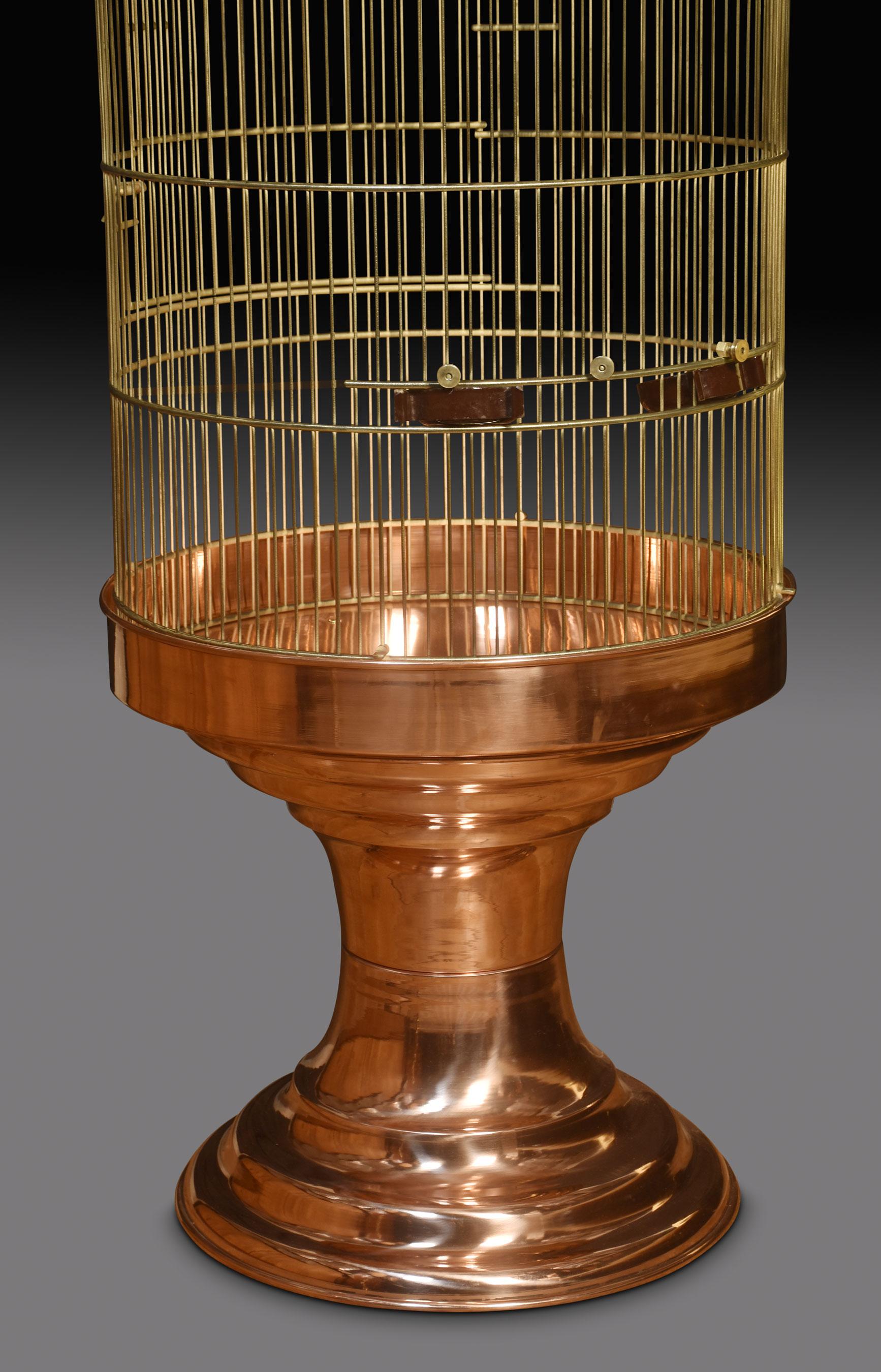 20th Century Brass and Copper Bird Cage