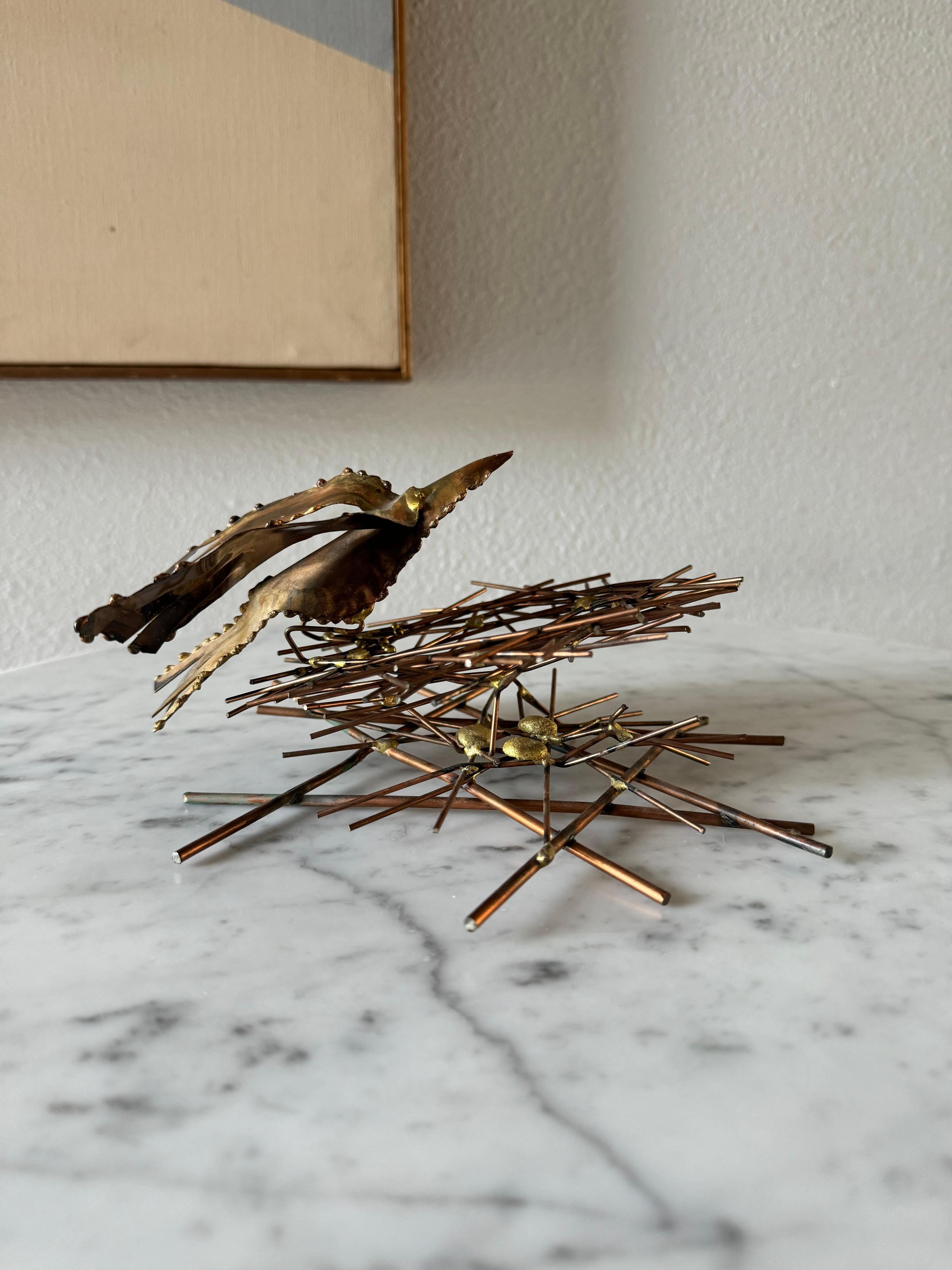 Brass And Copper Bird Nest, Circa 1970s For Sale 8