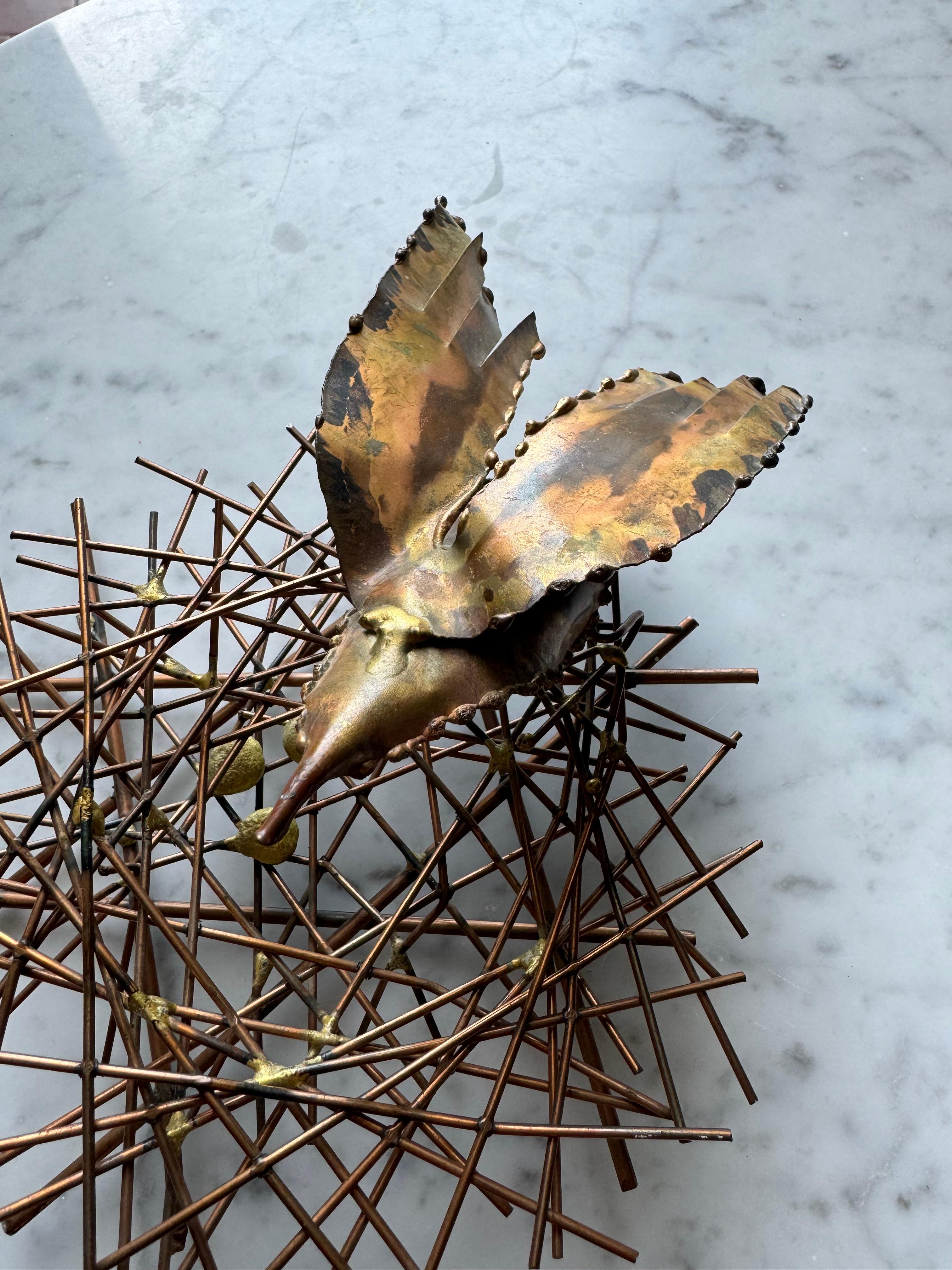 Hand-Crafted Brass And Copper Bird Nest, Circa 1970s For Sale