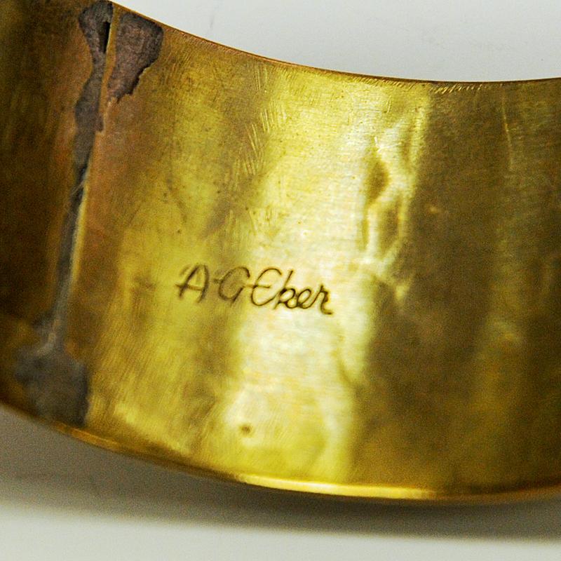 Unique Brass and Copper midcentury Bracelet by Anna Greta Eker, Norway, 1960s For Sale 1