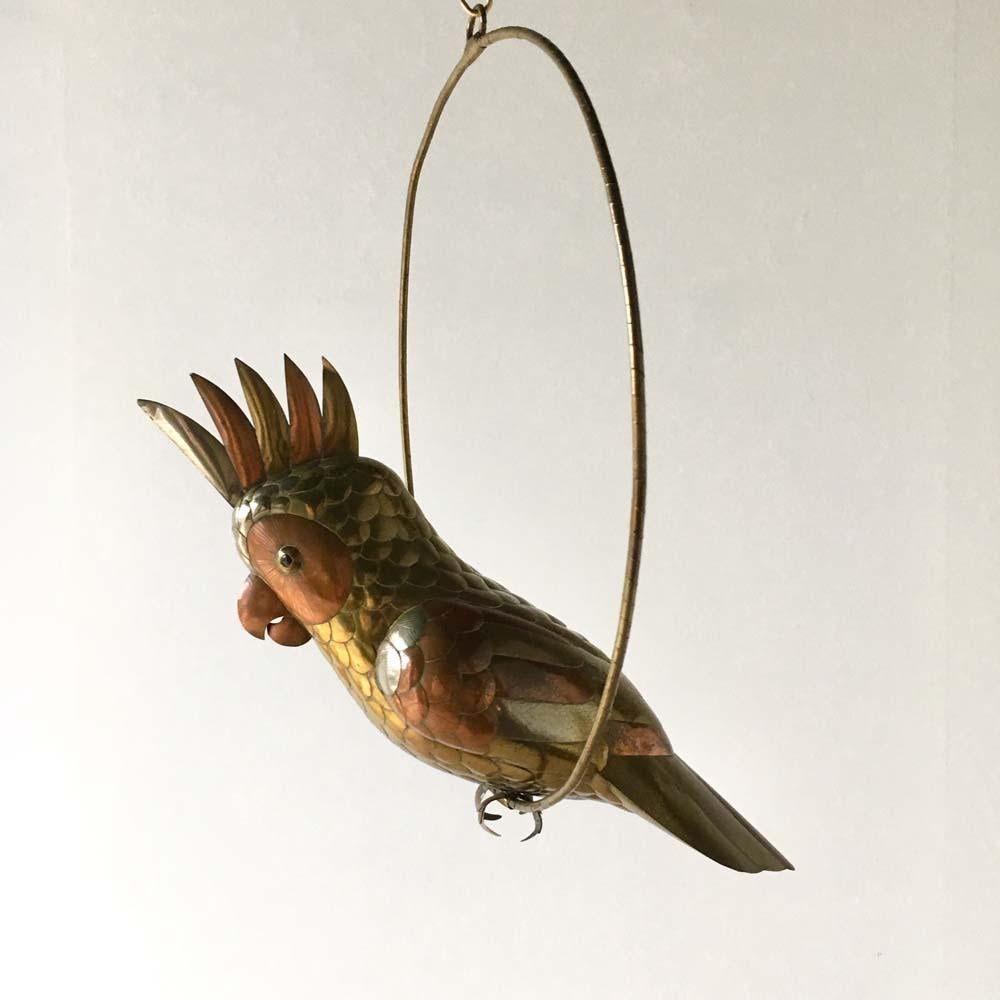 Brass and Copper Cockatoo by Sergio Bustamante, 1960s For Sale 1