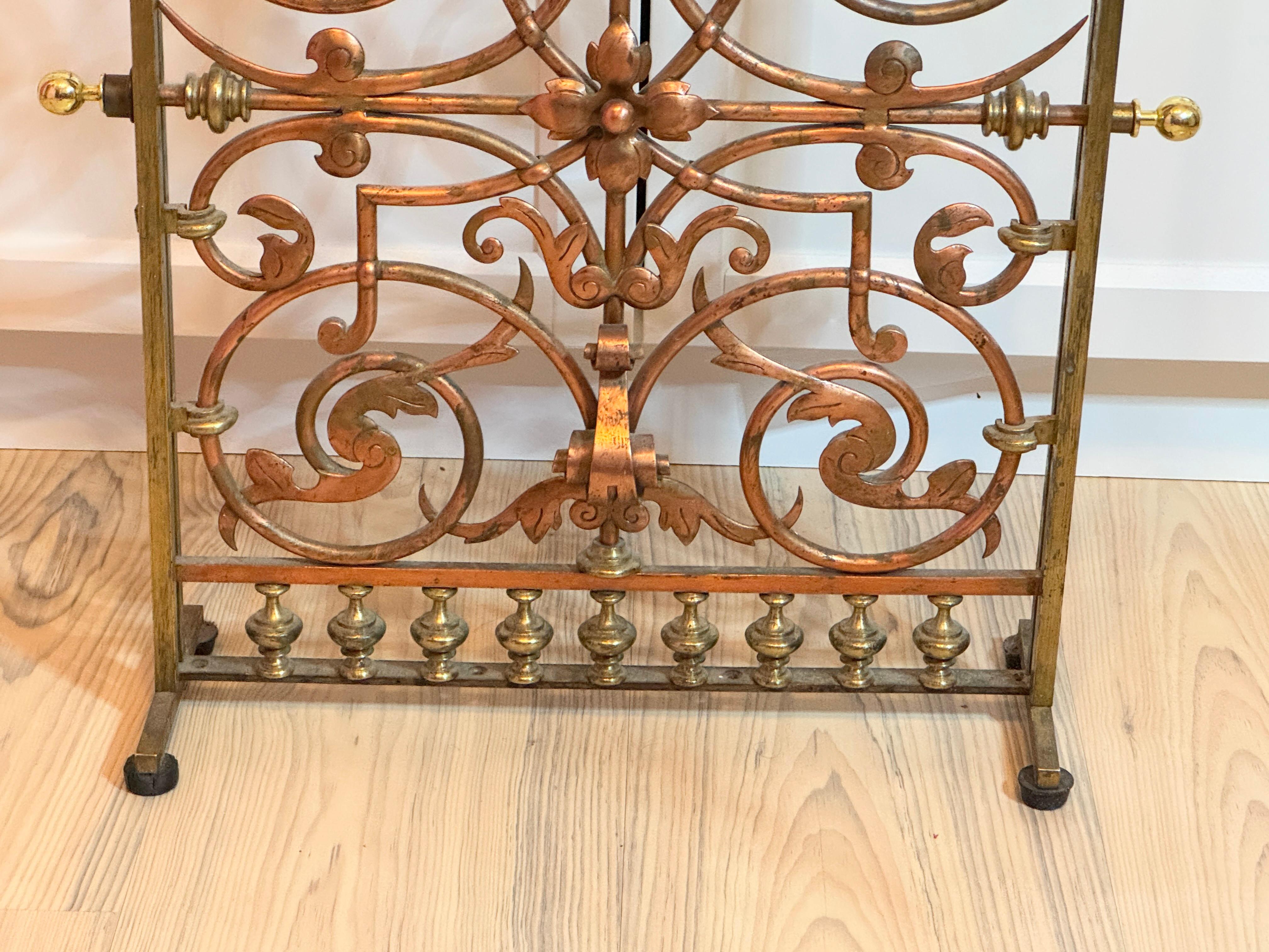 Écran de cheminée en laiton et cuivre Antique, 19e siècle en vente 6