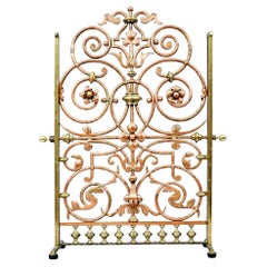 Écran de cheminée en laiton et cuivre Antique, 19e siècle