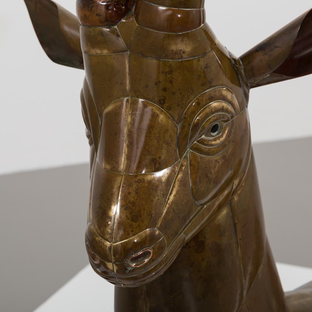 Mid-Century Modern Brass and Copper Ibex by Sergio Bustamante Mexico, 1970s For Sale