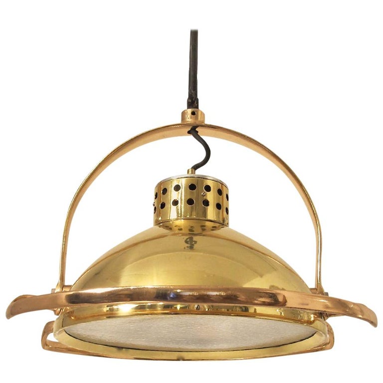 Brass and Copper Industrial Light Fixture at 1stDibs