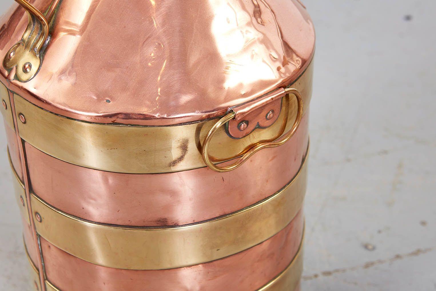 Late 19th Century Brass and Copper Milk Can For Sale