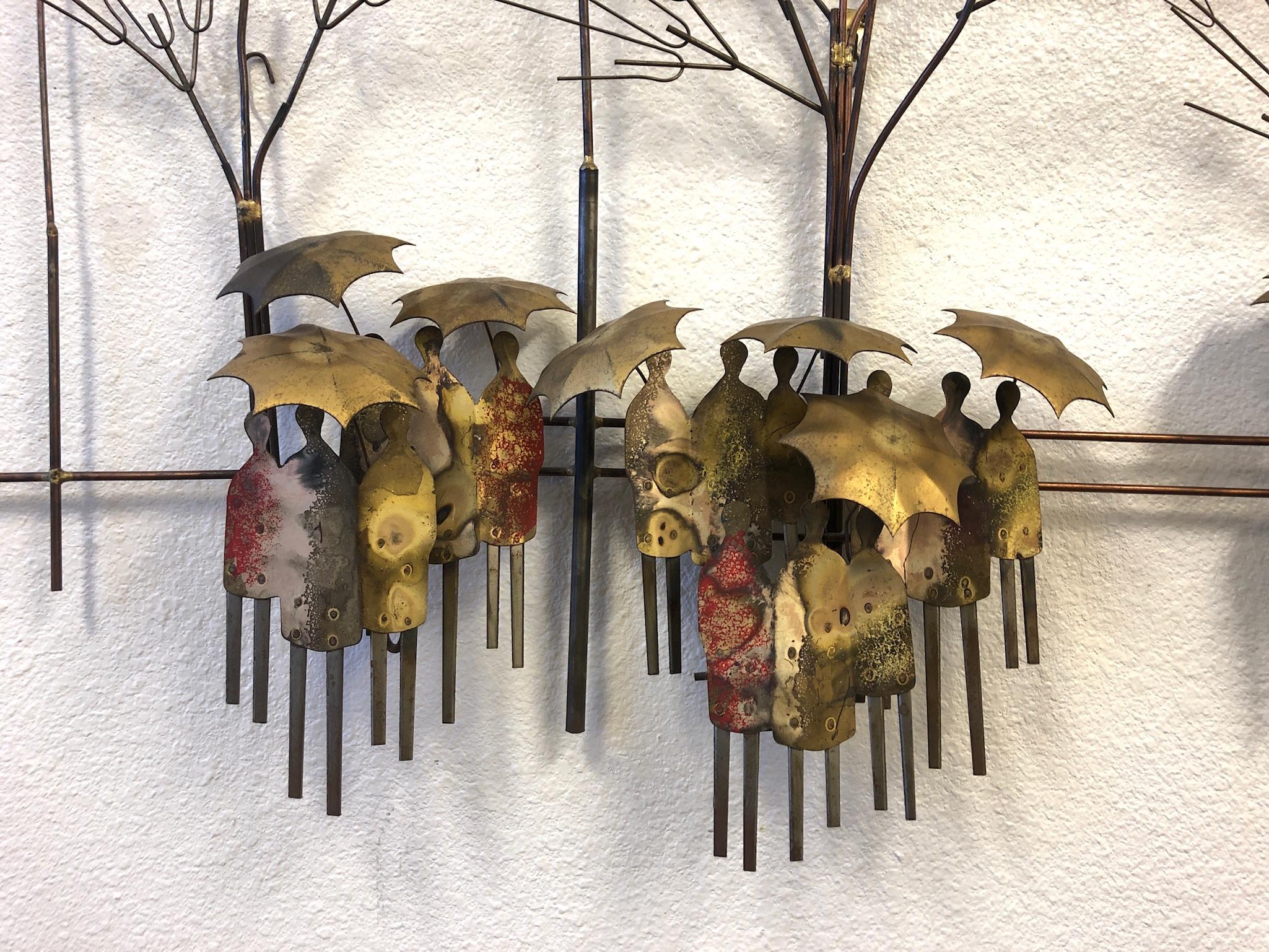 Mid-Century Modern Brass and Copper Mix Metal Wall Sculpture by Curtis Jere