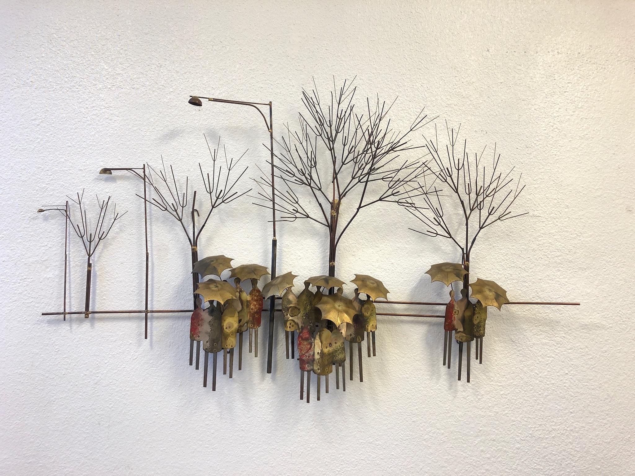 Brass and Copper Mix Metal Wall Sculpture by Curtis Jere 1