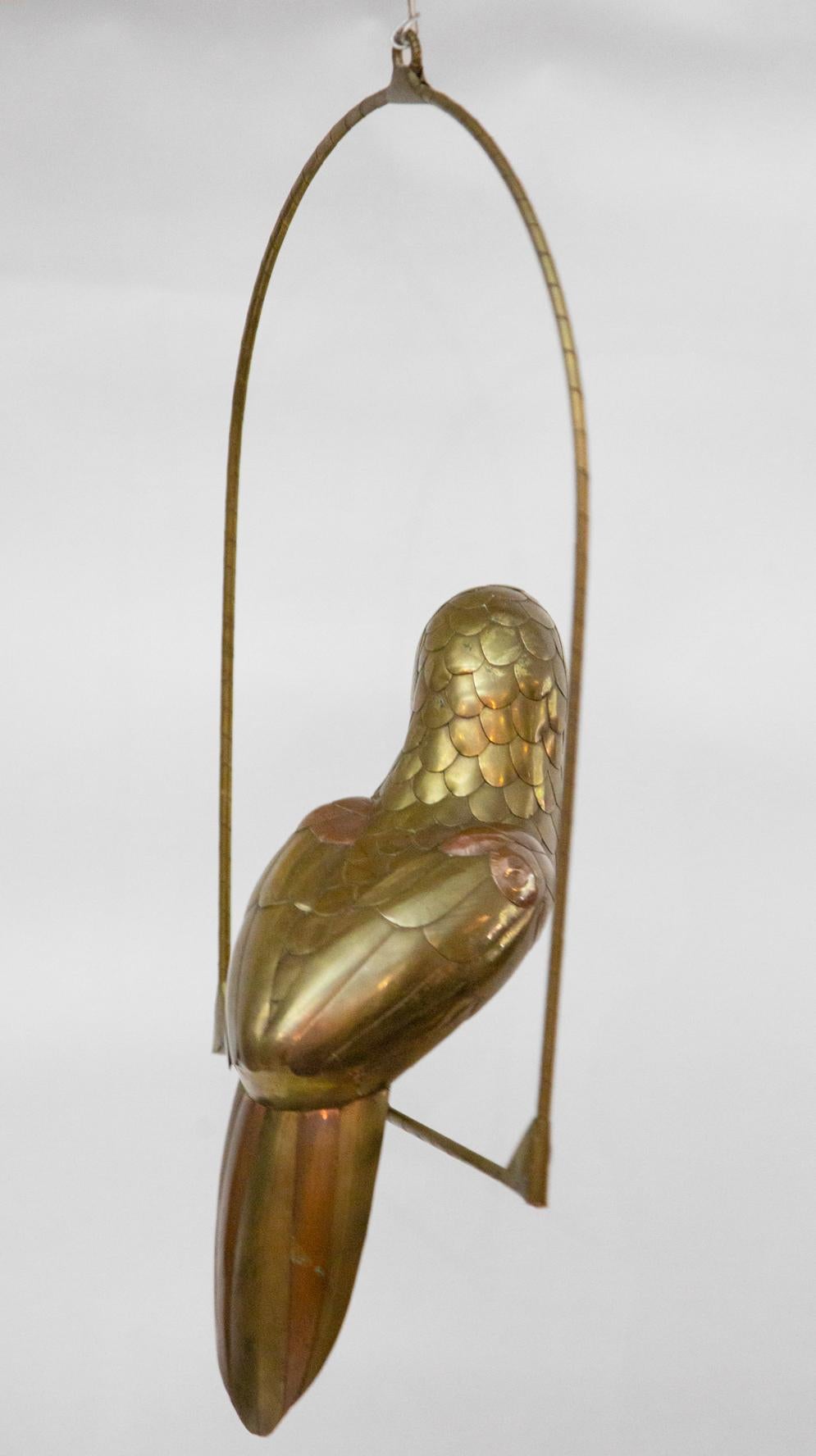 Brass and Copper Parrot in the Style of Bustamente In Good Condition In New York, NY