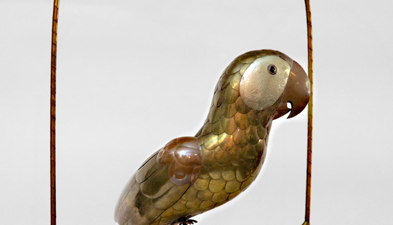 20th Century Brass and Copper Parrot in the Style of Bustamente
