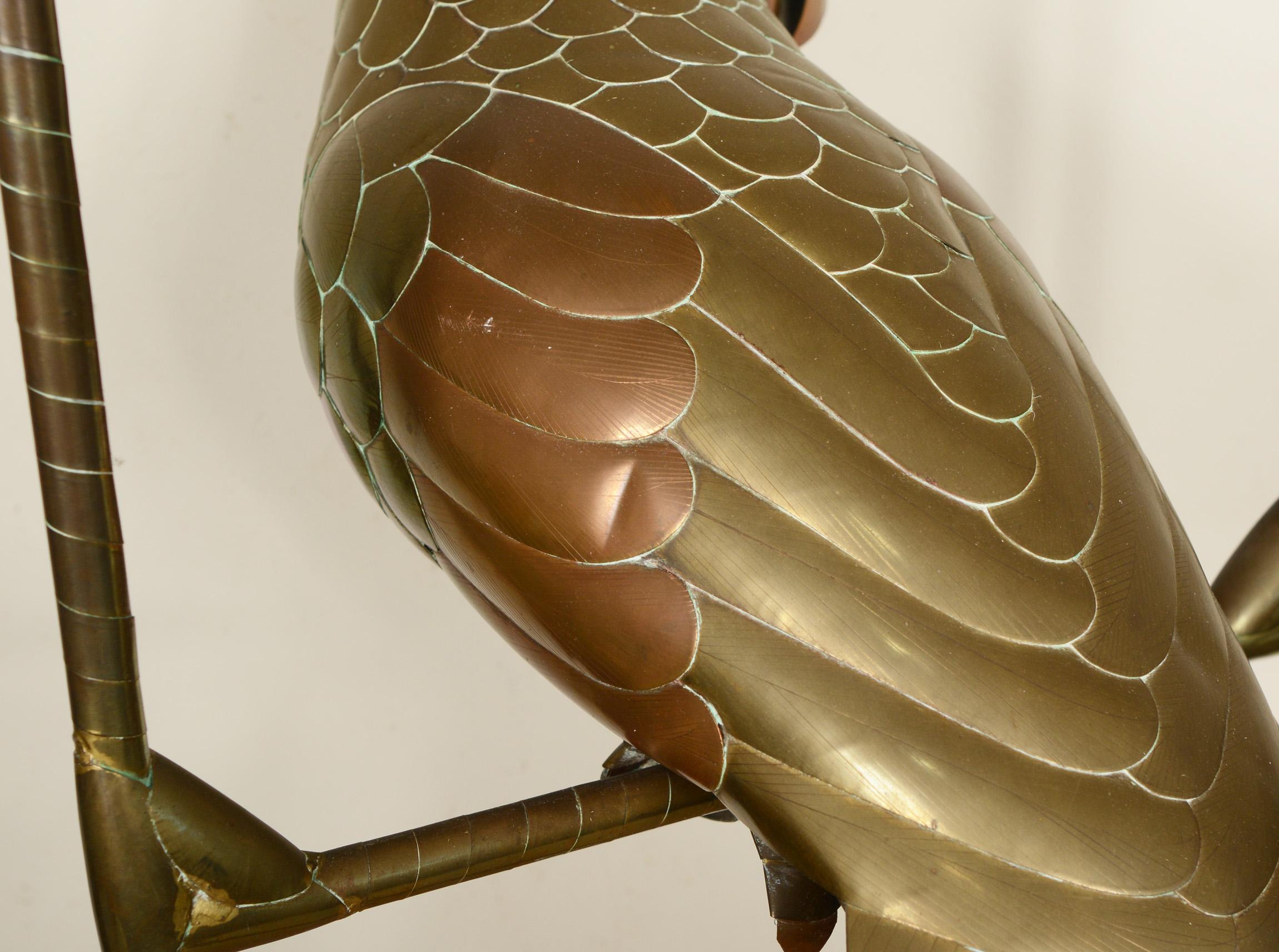 Brass and Copper Parrot Sculpture by Sergio Bustamante 7