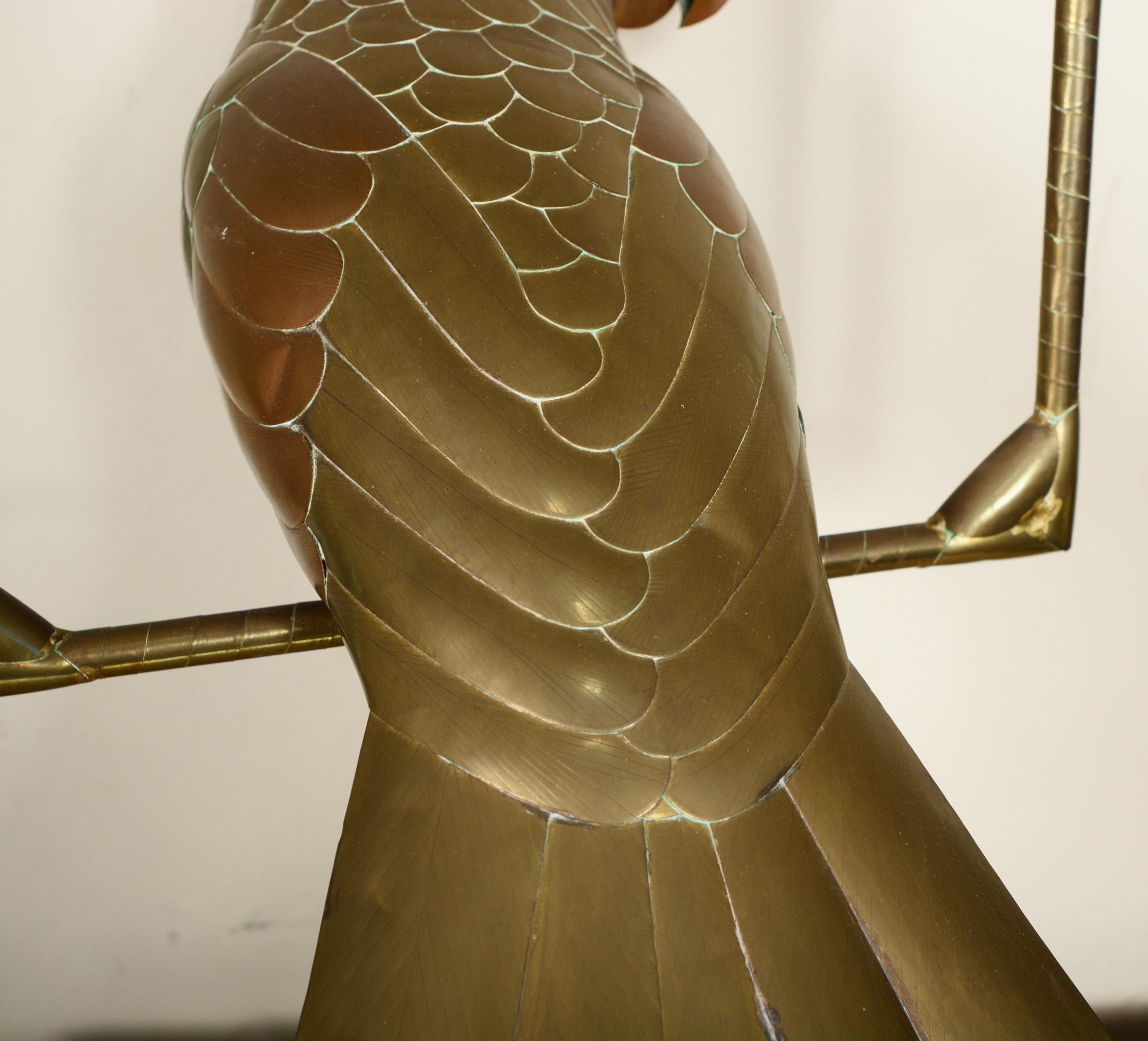 Brass and Copper Parrot Sculpture by Sergio Bustamante 3
